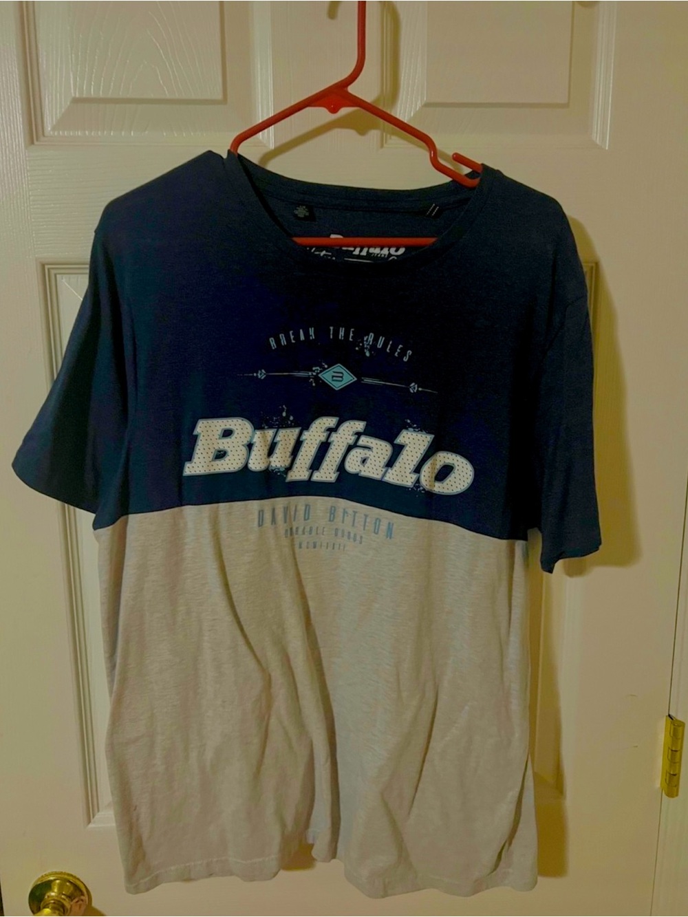 Buffalo David Bitton Navy and Light Gray Two-Tone Graphic Crew Tee